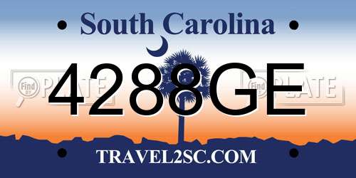 4288GE South Carolina License Plate