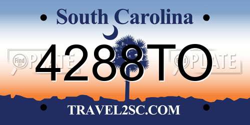 4288TO South Carolina License Plate