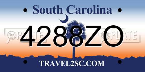 4288ZO South Carolina License Plate
