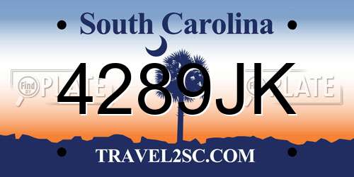 4289JK South Carolina License Plate