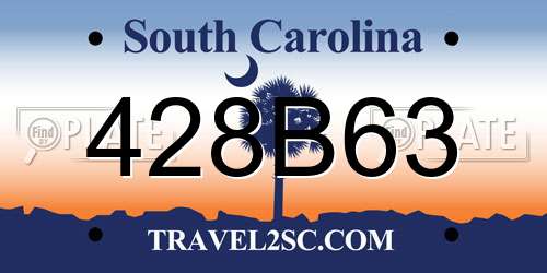 428B63 South Carolina License Plate