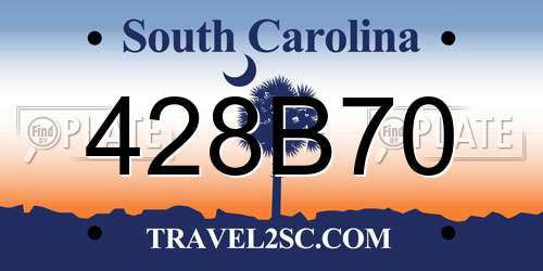 428B70 South Carolina License Plate