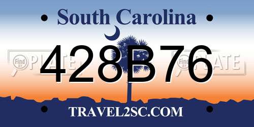 428B76 South Carolina License Plate