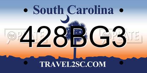 428BG3 South Carolina License Plate