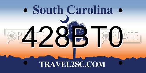 428BT0 South Carolina License Plate