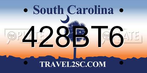 428BT6 South Carolina License Plate