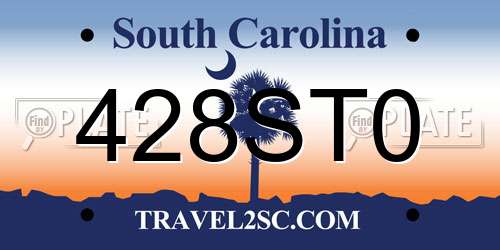 428ST0 South Carolina License Plate