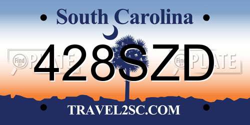 428SZD South Carolina License Plate