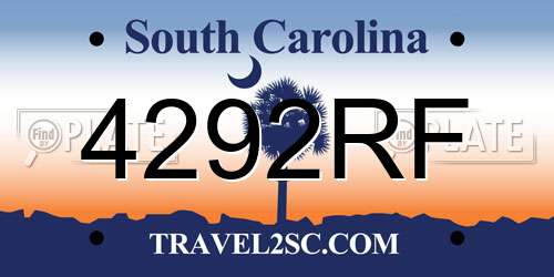 4292RF South Carolina License Plate
