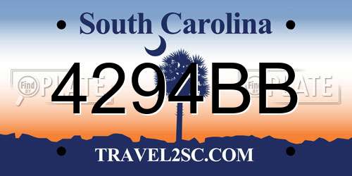 4294BB South Carolina License Plate