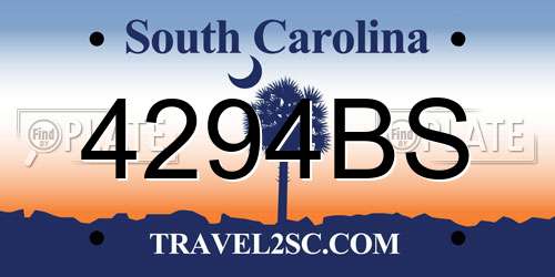 4294BS South Carolina License Plate