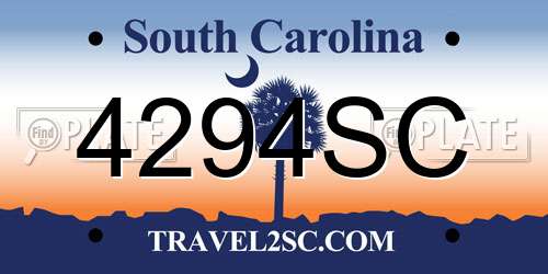 4294SC South Carolina License Plate