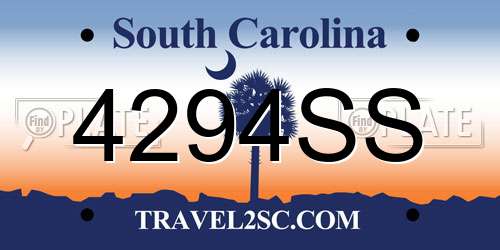 4294SS South Carolina License Plate