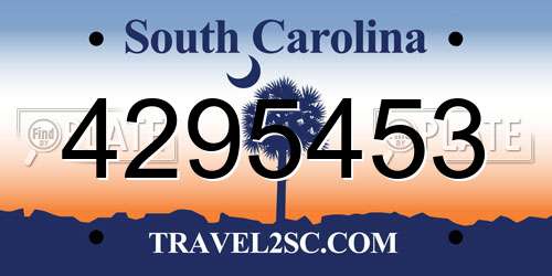 4295453 South Carolina License Plate