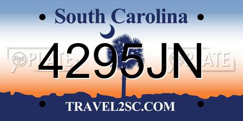 4295JN South Carolina License Plate