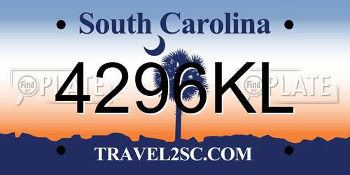 4296KL South Carolina License Plate