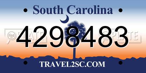4298483 South Carolina License Plate