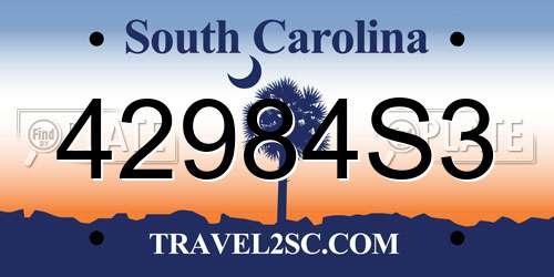 42984S3 South Carolina License Plate