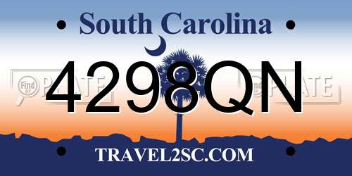 4298QN South Carolina License Plate