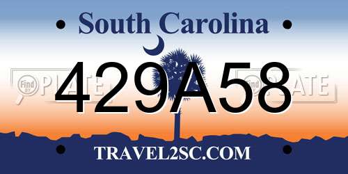 429A58 South Carolina License Plate