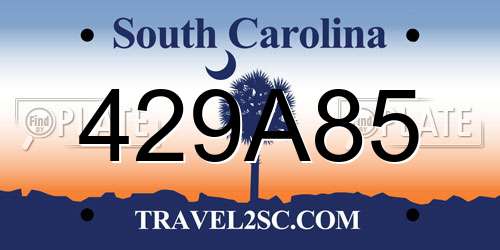 429A85 South Carolina License Plate