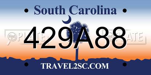 429A88 South Carolina License Plate