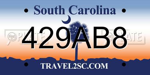 429AB8 South Carolina License Plate