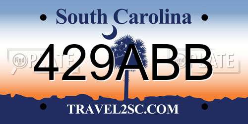 429ABB South Carolina License Plate