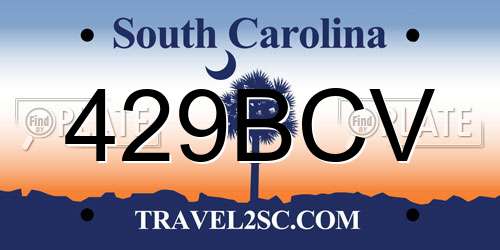 429BCV South Carolina License Plate