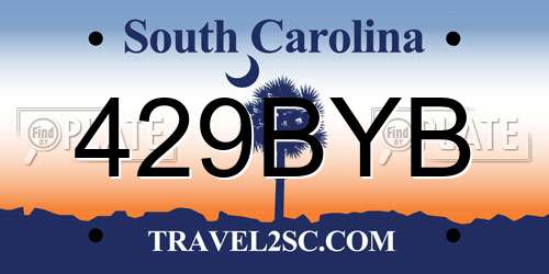 429BYB South Carolina License Plate