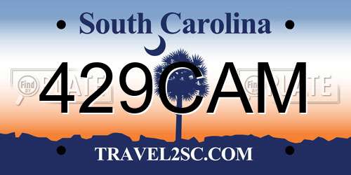 429CAM South Carolina License Plate