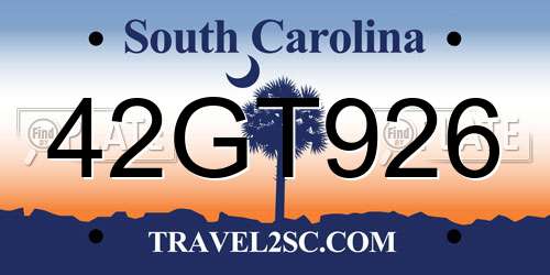 42GT926 South Carolina License Plate