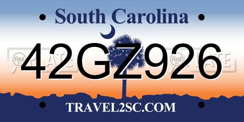 42GZ926 South Carolina License Plate