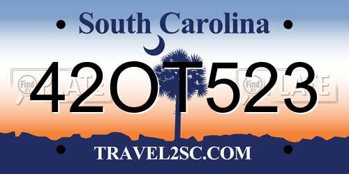42OT523 South Carolina License Plate