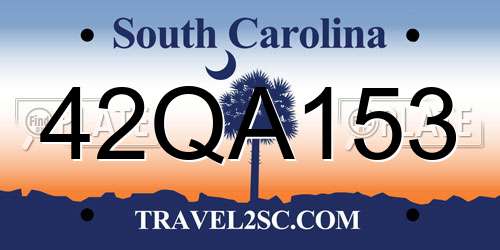 42QA153 South Carolina License Plate