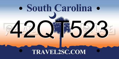 42QT523 South Carolina License Plate