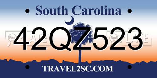 42QZ523 South Carolina License Plate