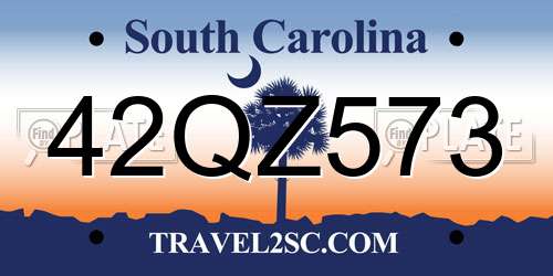 42QZ573 South Carolina License Plate