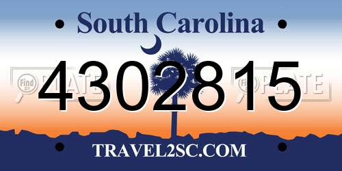 4302815 South Carolina License Plate