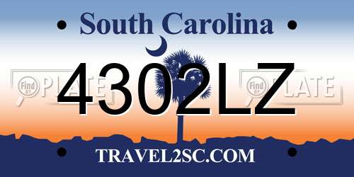 4302LZ South Carolina License Plate