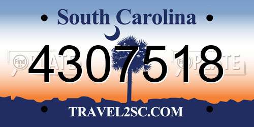 4307518 South Carolina License Plate