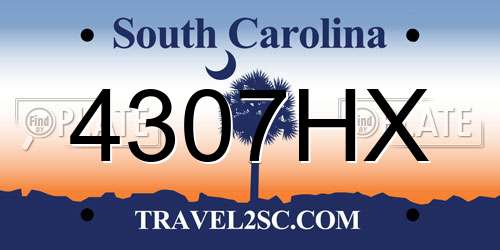 4307HX South Carolina License Plate