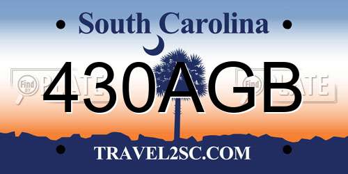 430AGB South Carolina License Plate