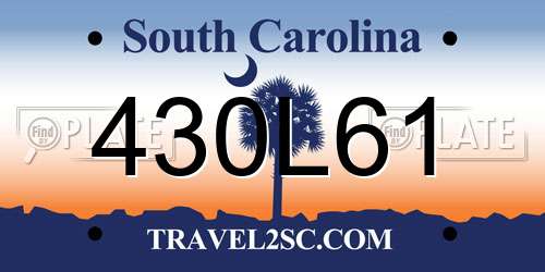 430L61 South Carolina License Plate