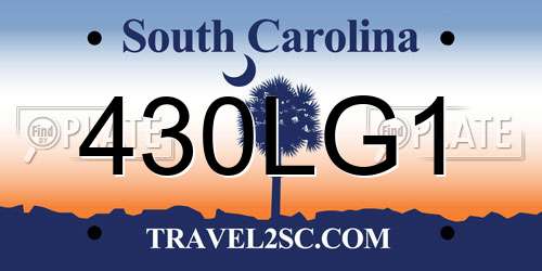 430LG1 South Carolina License Plate