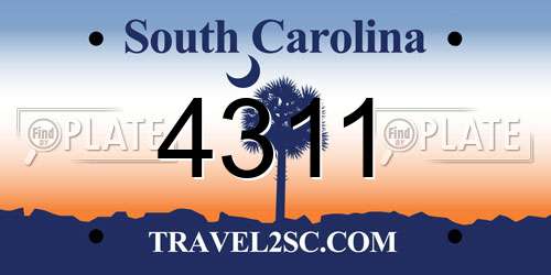 4311 South Carolina License Plate