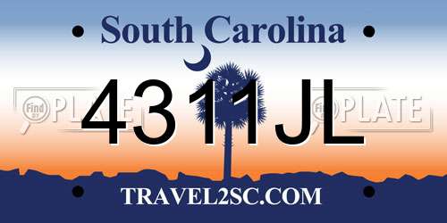 4311JL South Carolina License Plate