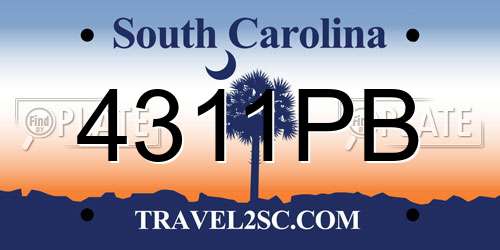 4311PB South Carolina License Plate