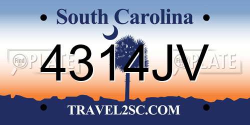 4314JV South Carolina License Plate