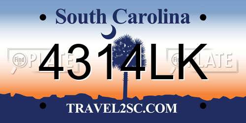 4314LK South Carolina License Plate